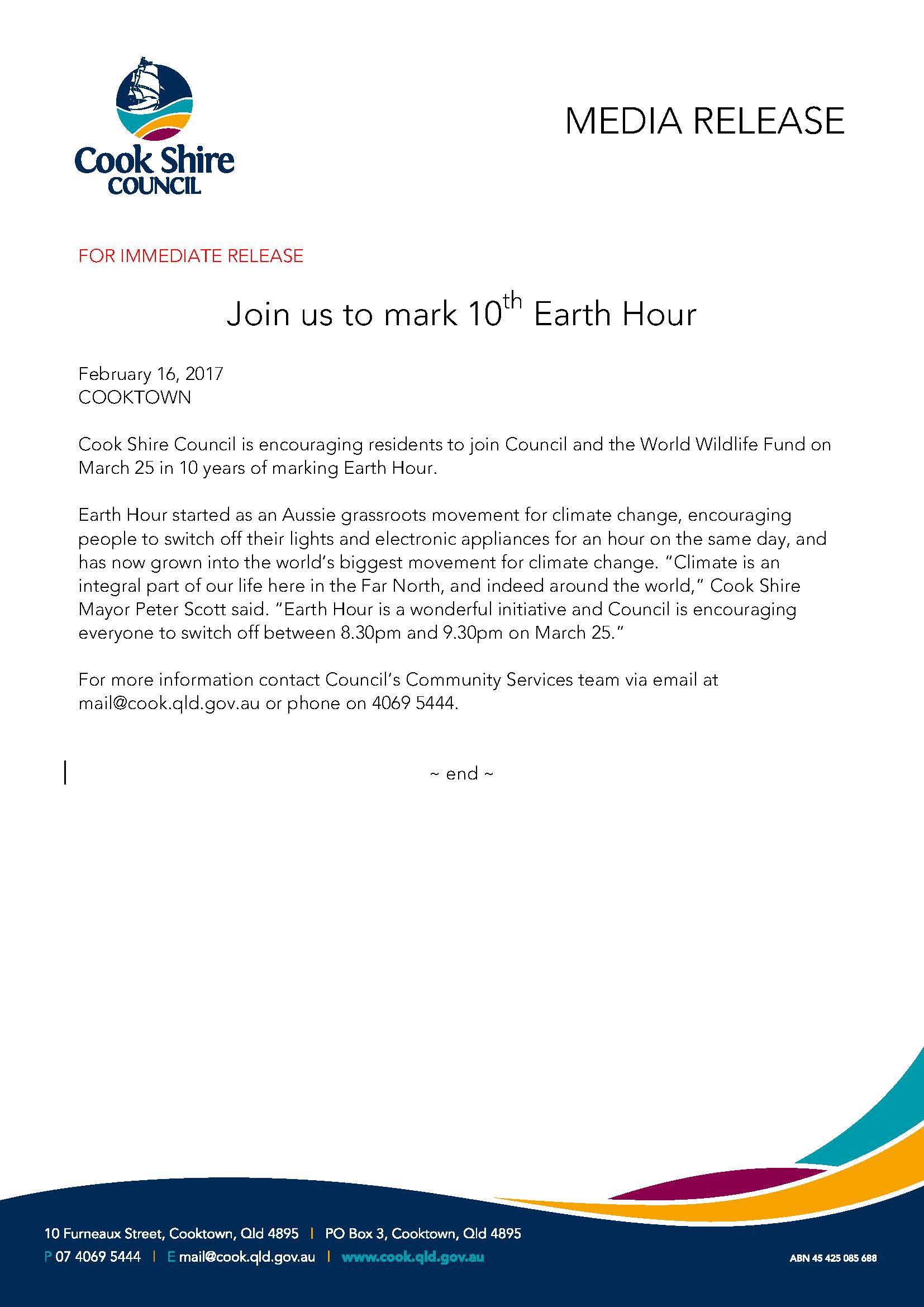 Join us to mark 10th Earth Hour