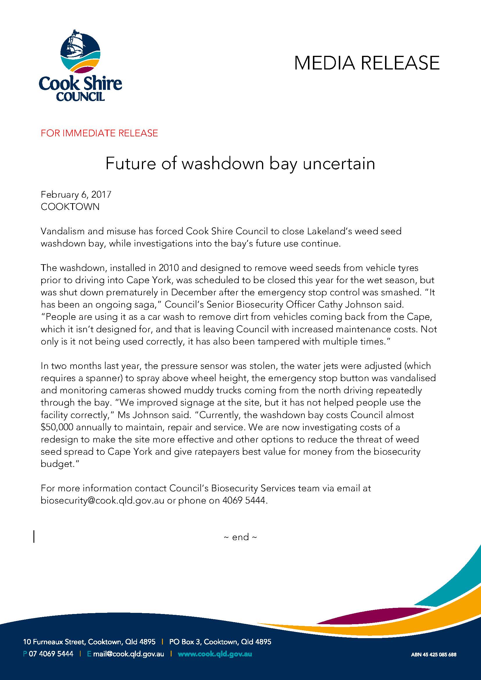 Future of washdown bay uncertain