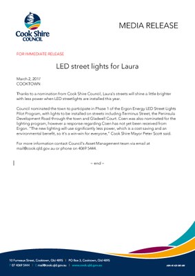 LED street lights for Laura