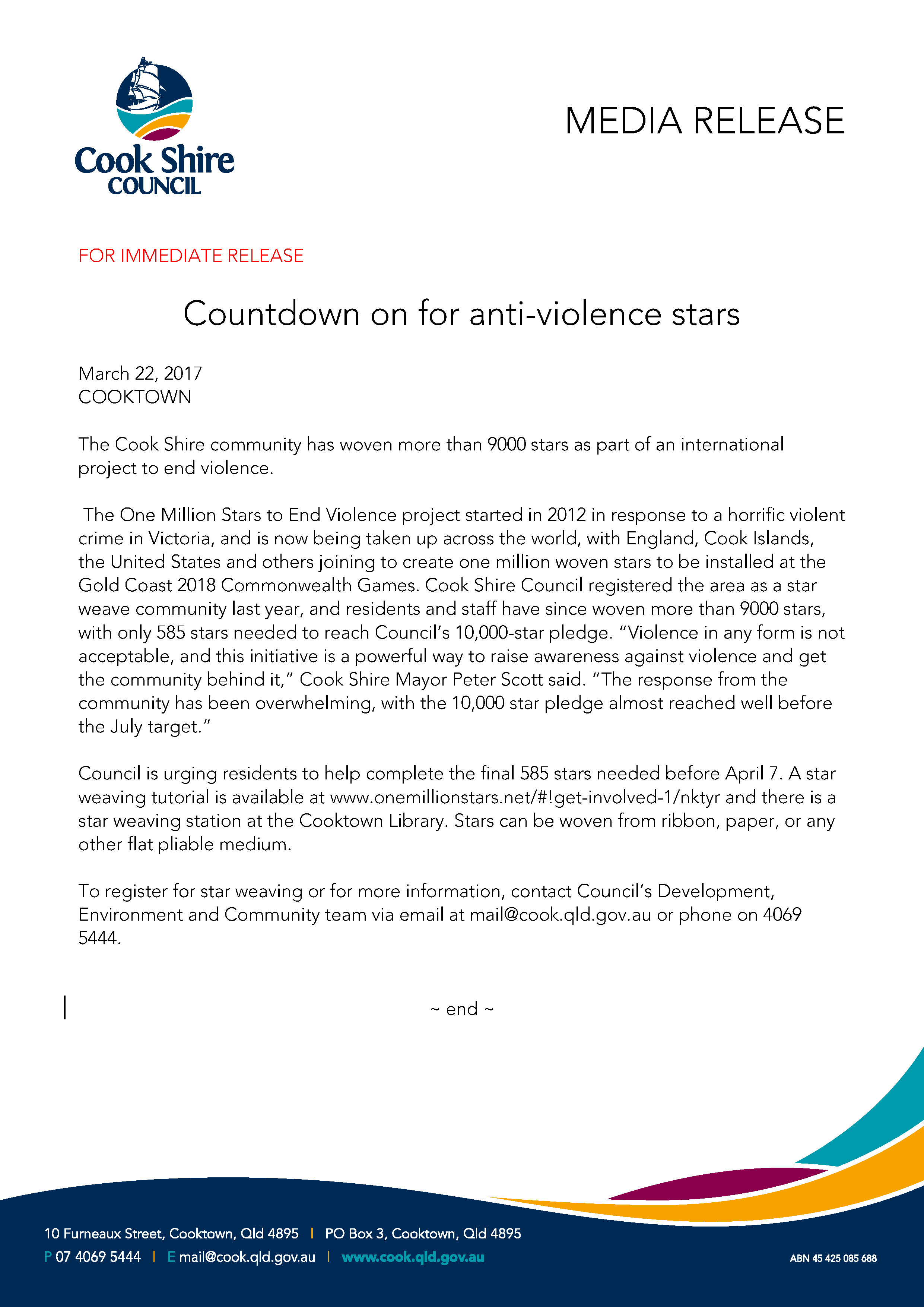 Countdown on for anti violence stars