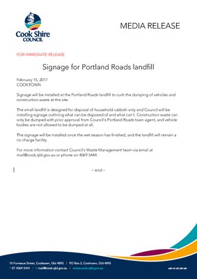 Signage for Portland Roads landfill