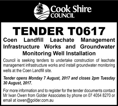 Cape York News August 9 2017 tender T0617 Coen leachate management.jpg