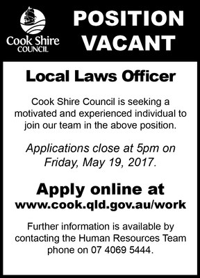 Cape York News May 10 2017 position vacant local laws officer.jpg