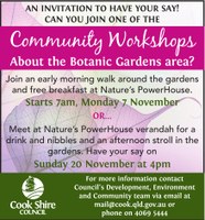 Nature's PowerHouse and Botanic Gardens Community Workshops