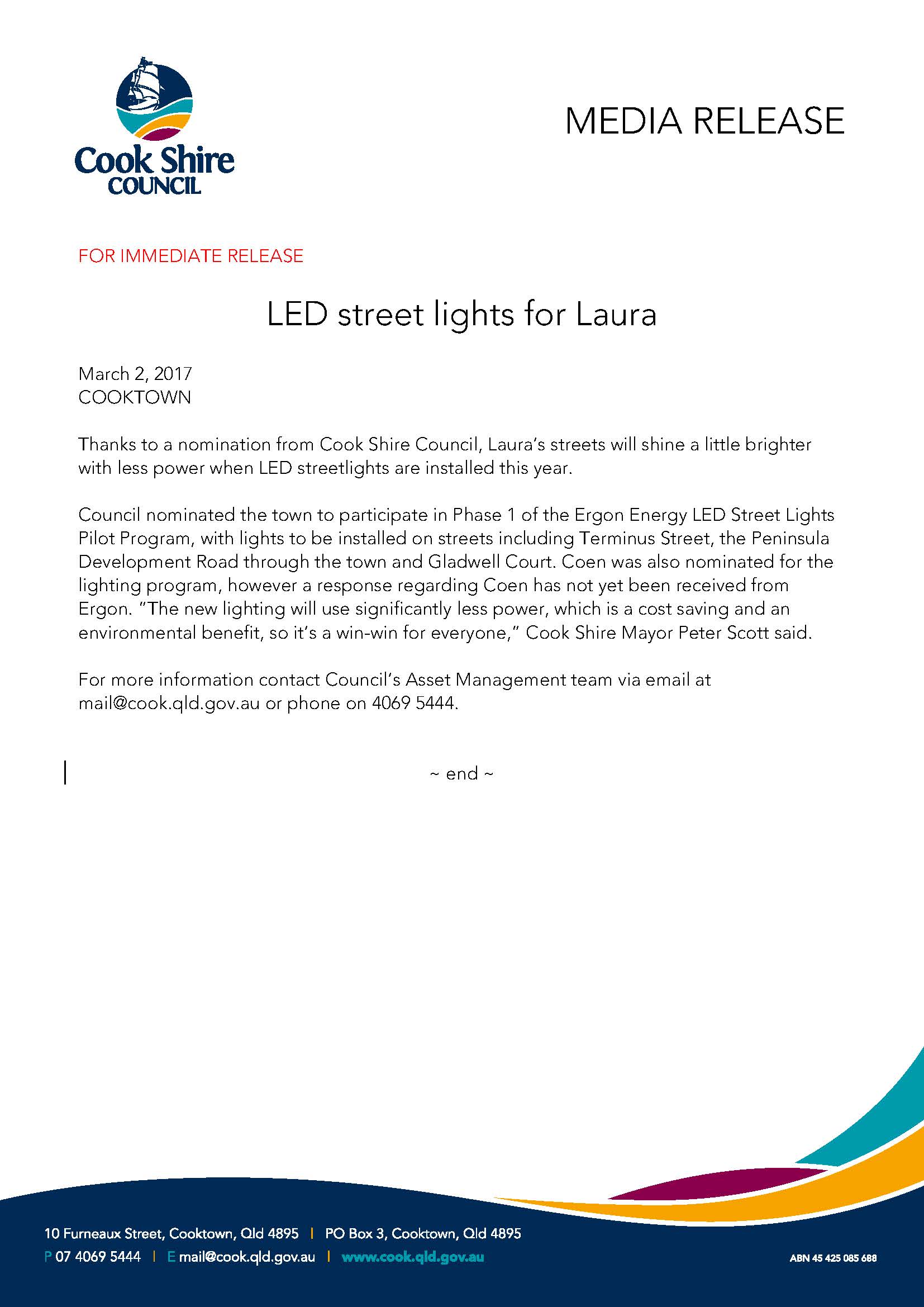 LED street lights for Laura