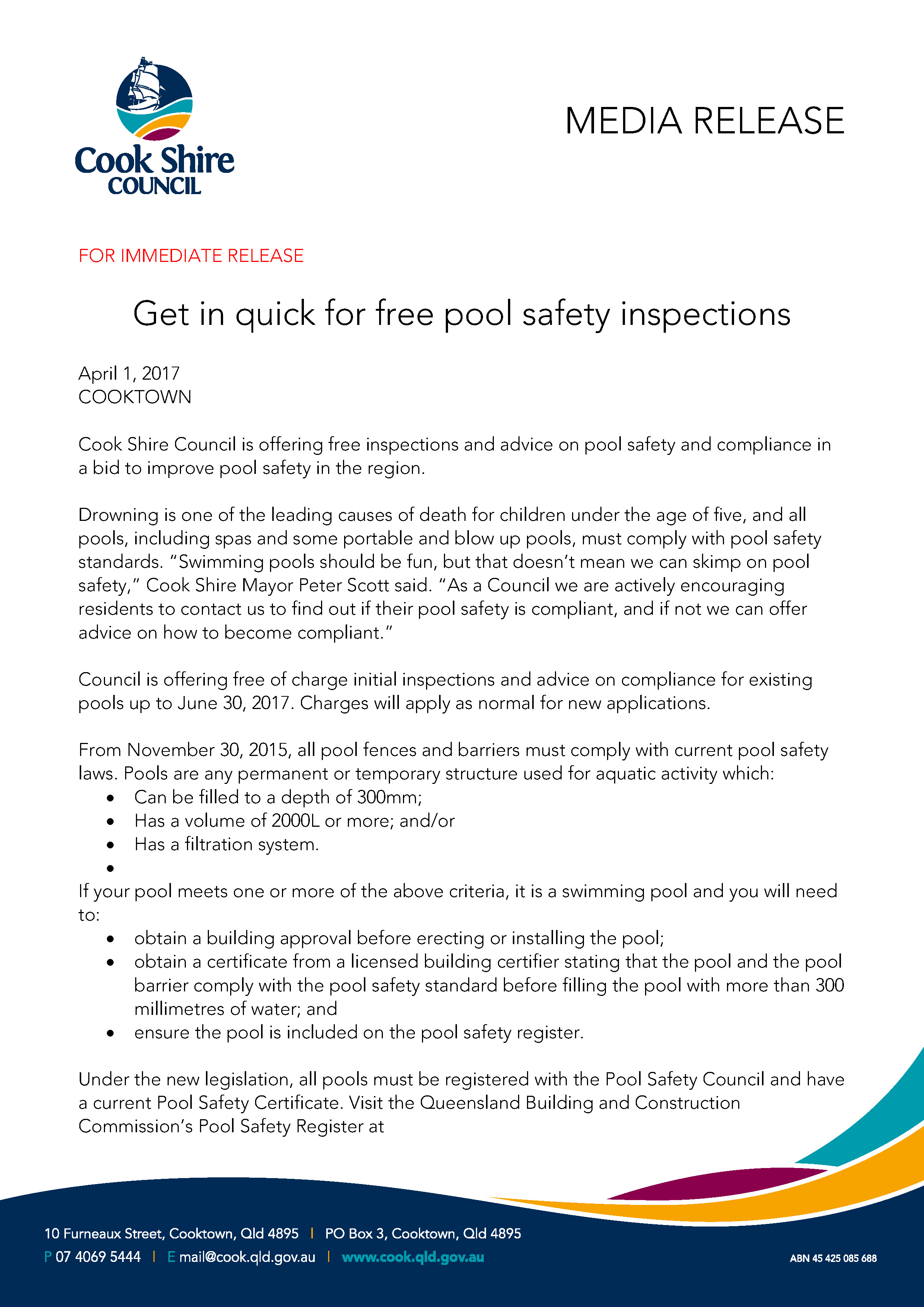 Get in quick for free pool safety inspections