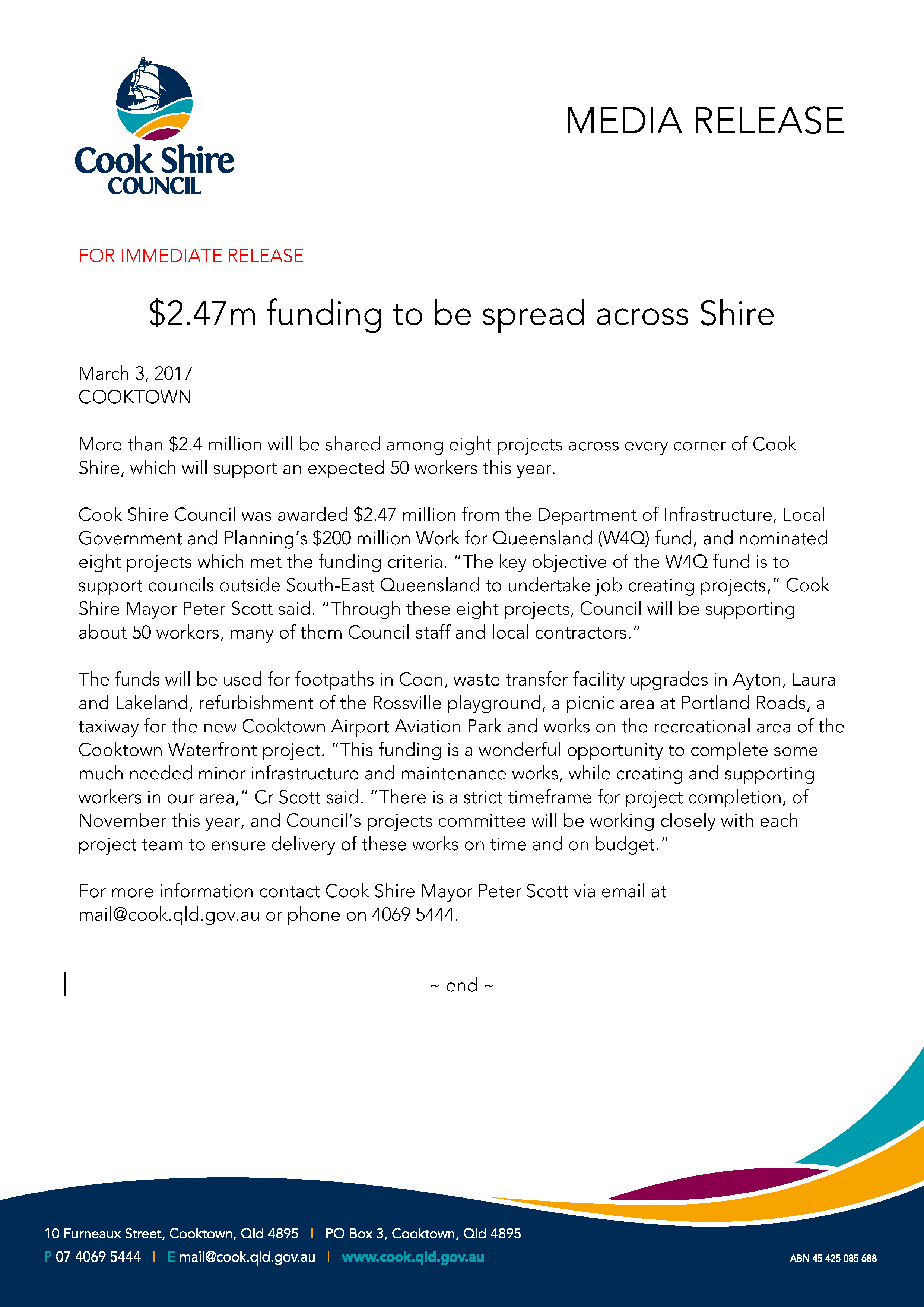 $2.47m in funding to be spread across the Shire