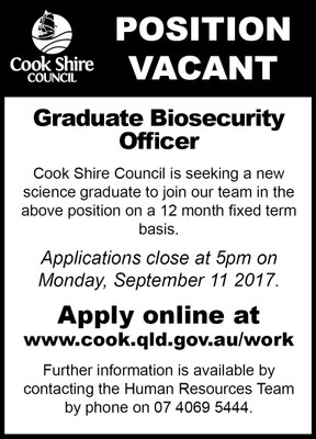 Cape York News August 16 2017 position vacant graduate biosecurity officer.jpg