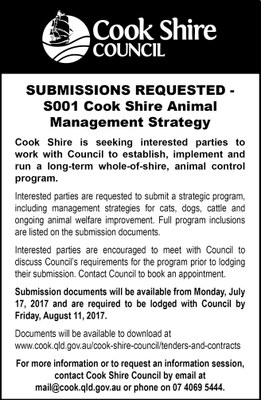 Cape York News July 12 2017 Cook Shire animal management strategy submissions S001.jpg