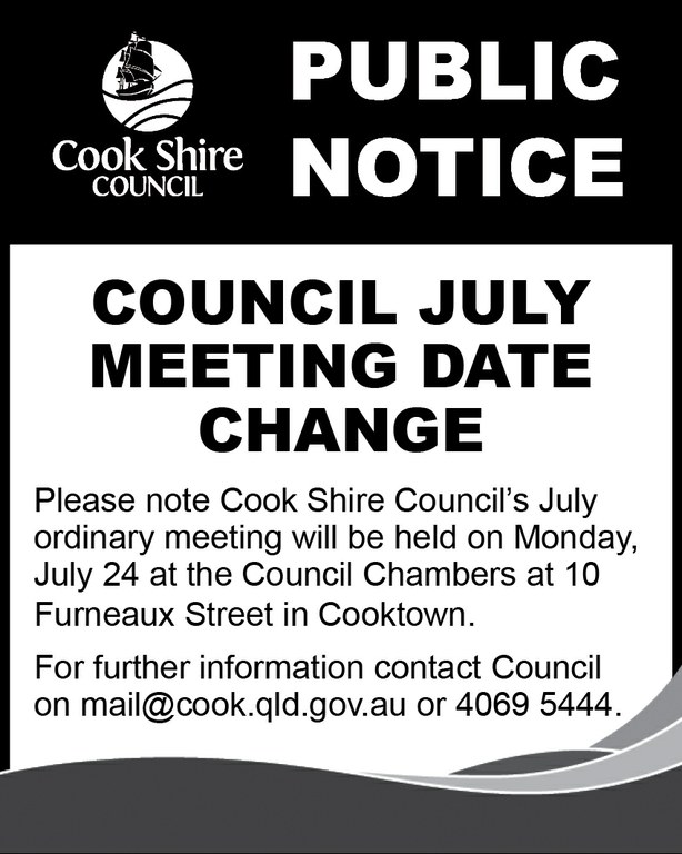 Cape York News July 12 and 19 2017 Council July general meeting date change.jpg