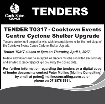 Tender T0317 - Cooktown Events Centre Cyclone Shelter Upgrade