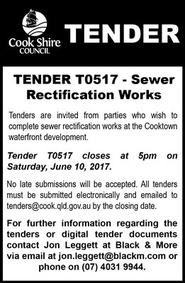 Cape York News May 24 2017 tender T0517 sewer rectification works waterfront.jpg
