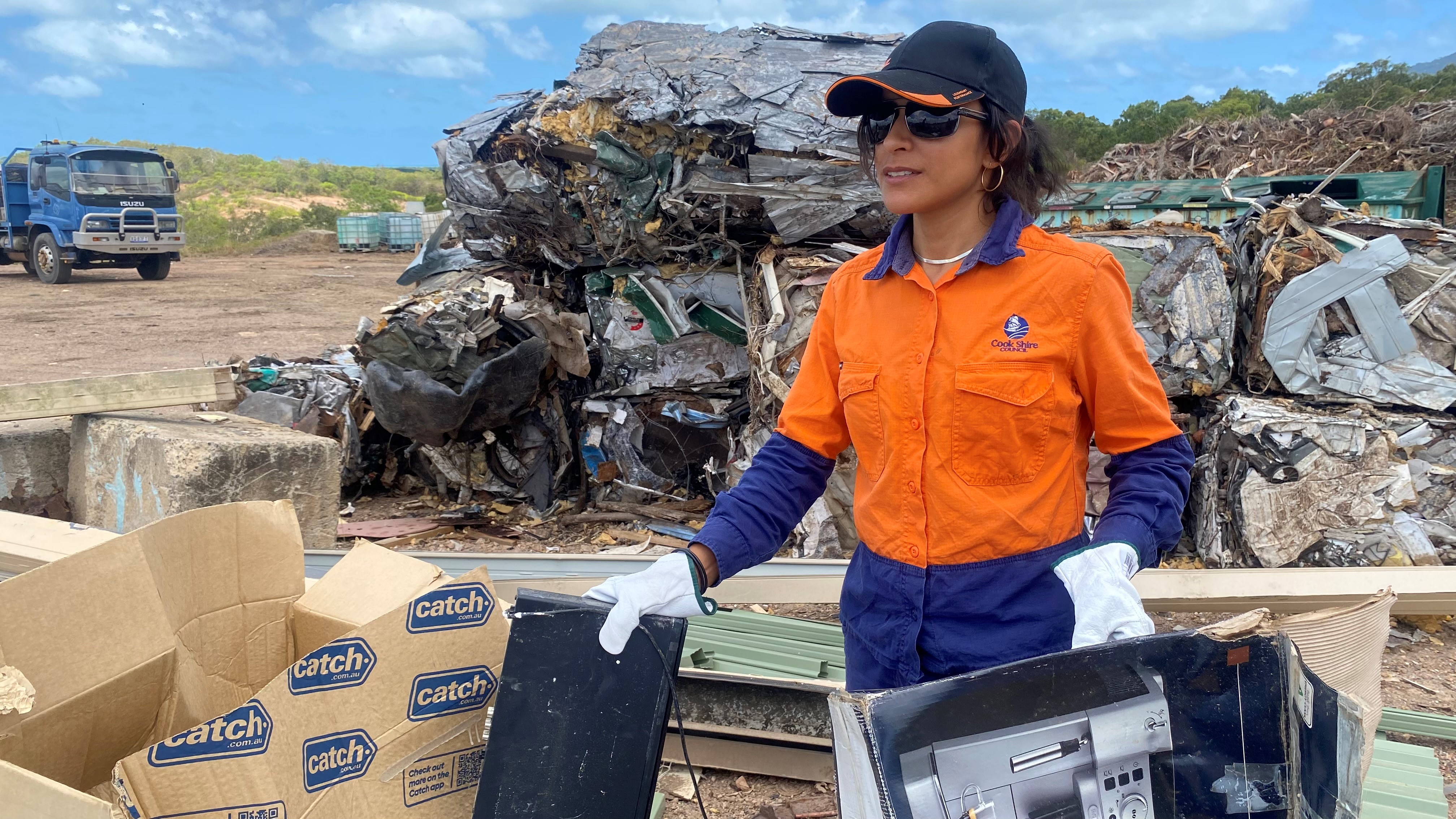 Council Officer, Ambre Paran getting ready for free dumping days at Cooktown Waste Transfer Station