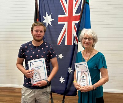 Cook Shire Australia Day Awards 2023 Young Citizen Alec Stemmler with Citizen of the Year Jean Stephan .jpg