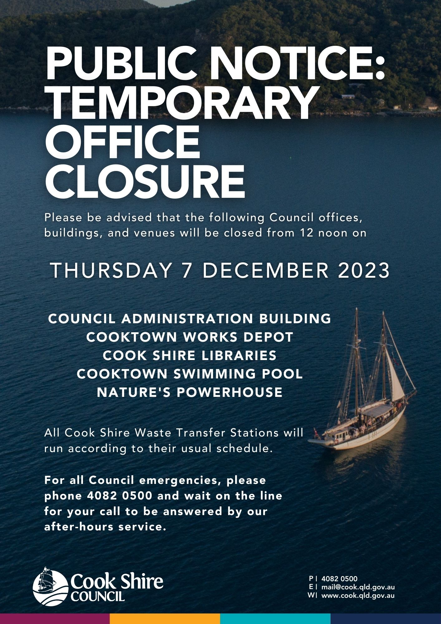 Public Notice Temporary Closure 7 December