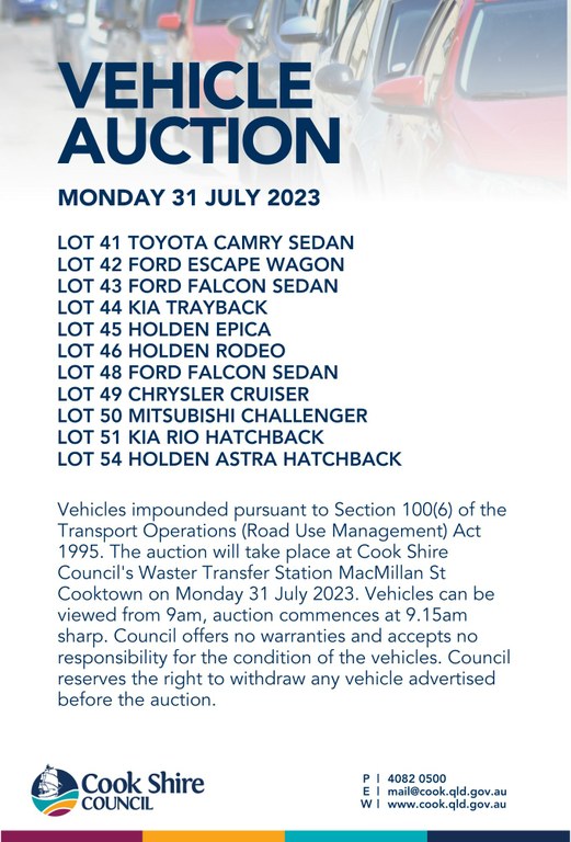 Public notice vehicle auction