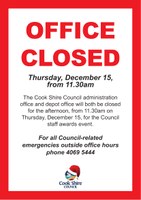 December 15 office closure