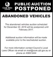 Public notice abandoned vehicles auction postponed