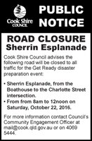 Road Closure - Sherrin Esplanade