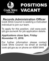 Position Vacant Records Administration Officer