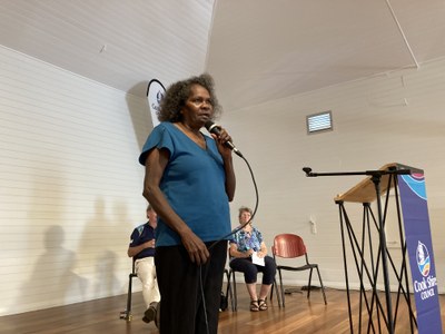 Cooktown Shire Hall Reopens 220521 Erica Deeral Welcome to Country.JPG