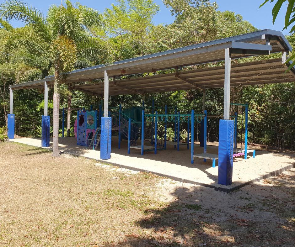 Shaded children's playground at Rossville Town Hall 