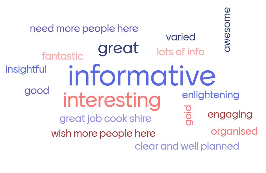 Word cloud of feedback from the Community Update event