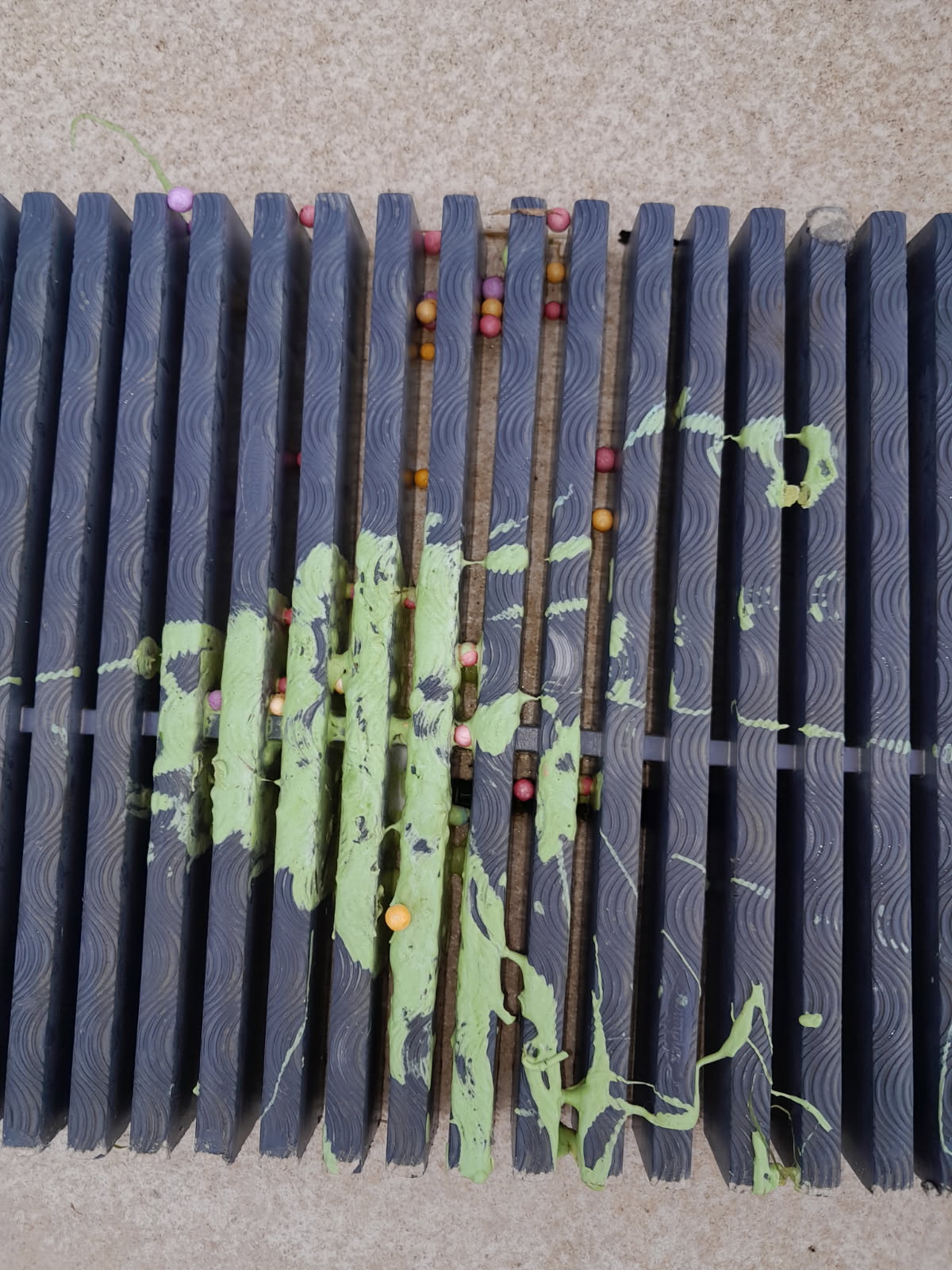 Slime and stytofoam balls splashed across the drains at the Cooktown Splash Park