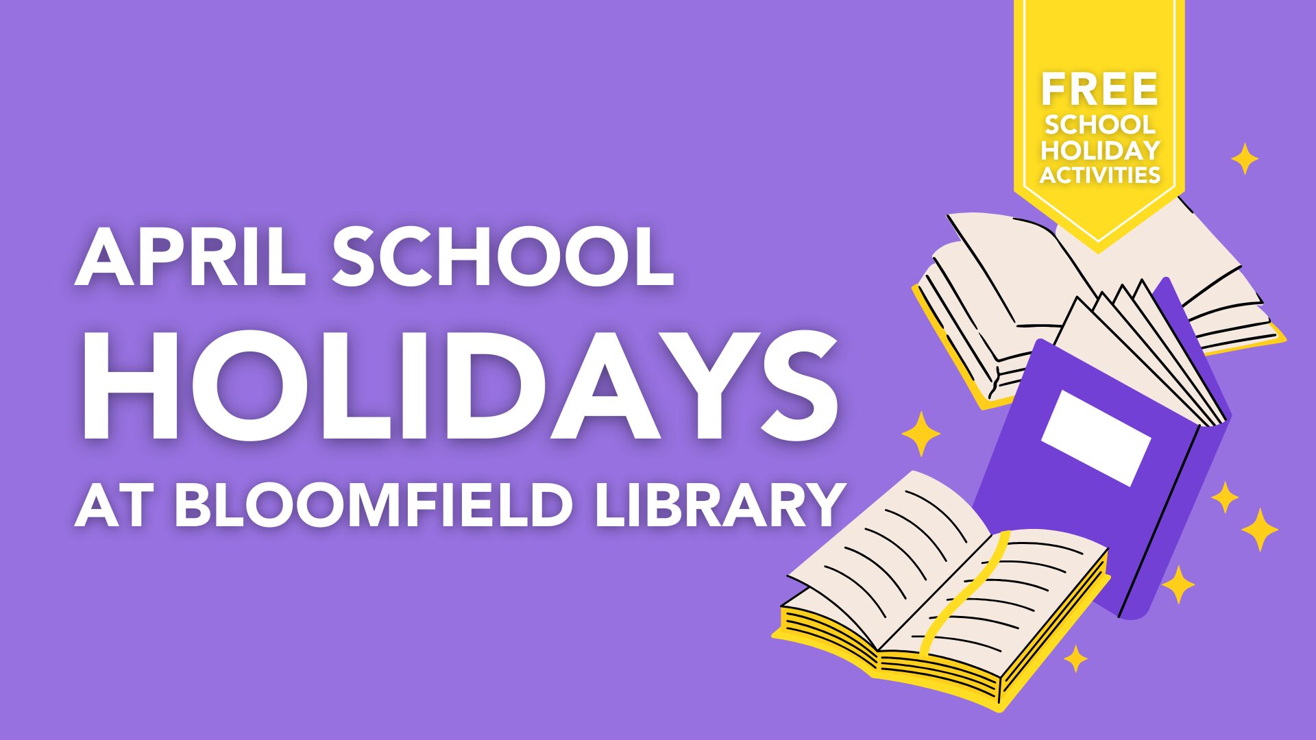 Event tile about the free April school holiday activity held at the Bloomfield library.